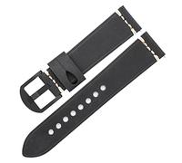 MYOBU Correa de cuero vintage Fit Watch 46mm Strap de cuero for hombre 22mm 24mm pulsera apto for Huawei correas (Color : Black-Black Buckle, Size : 22mm)