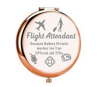 MYOSPARK Espejo de maquillaje para azafata de vuelo, espejo de maquillaje para azafata, espejo de maquillaje de aviación, regalo de graduación para estudiantes de vuelo (espejo de asistente de vuelo