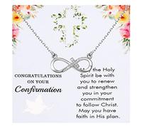 MYOSPARK Regalos de confirmación para adolescentes, tarjeta de mensaje de fe cristiana, joyería de primera comunión, regalo de bautismo para mujeres y niñas, Acero inoxidable, cobre