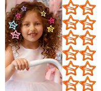 MYouan Star Clips para el pelo para niñas, 12 unidades, diseño de estrella, metal, a la moda, clips para el pelo, para niños, adolescentes, mujeres, color naranja