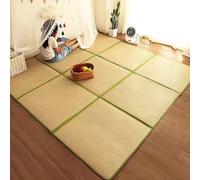 MYOYAY Tapete tatami japonés de ratán de 180 x 180 cm de grosor, antideslizante, transpirable, de espuma viscoelástica, para dormitorio, yoga, dormir zen (verde)