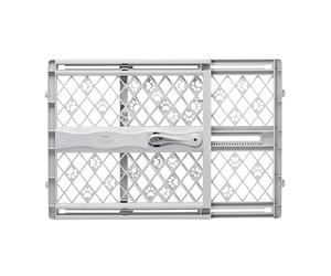 MYPET Paws - Puerta portátil para Mascotas, 66 cm - 106,7 cm, Color Gris Claro