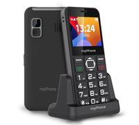 Hammer H myPhone Halo 3 Negro, teléfono clásico, teléfono para Mayores, Base de Carga, Botón SOS, Llaves Grandes, Gran Pantalla de 2,3 Pulgadas, contactos fotográficos, 1000 mAh
