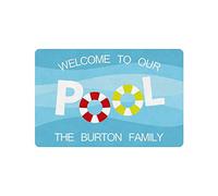Myphotoswimsuits Piscina Divertida con Nombre De Familia Personalizado Bienvenido A Nuestra Piscina Felpudo Entrada Limpia Felpudos Atrapapolvo Alfombra Atrapapolvo para Bañera Hogar Casa 40 X 15