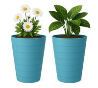 Mypicompany. Maceteros Decorativos Interior y Maceteros Grandes Exterior - 2X Macetas Grandes Azul (35 cm de Altura) Macetas Plastico con Drenaje - Tiestos para Plantas, Jardín, Terraza y Balcón