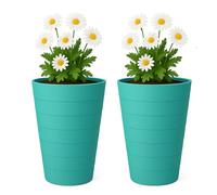 Mypicompany. Maceteros Decorativos Interior y Maceteros Grandes Exterior - 2X Macetas Grandes Verde (35 cm de Alta) Macetas Plastico con Drenaje - Tiestos para Plantas, Jardín, Terraza y Balcón