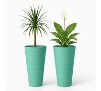 Mypicompany. Maceteros Decorativos Interior y Maceteros Grandes Exterior - 2X Macetas Grandes Verde Turquesa (50 cm) Macetas Plastico con Drenaje - Tiestos para Plantas, Jardín, Terraza y Balcón