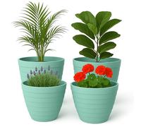 Mypicompany. Maceteros Decorativos Interior y Maceteros Grandes Exterior - Macetas Grandes Verde Turquesa 2X30cm + 2X25cm. Macetas Plastico con Drenaje - Tiestos para Plantas.