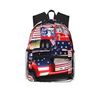 MyPiky 4th Of July Patriotic Truck Print Mochila Para Mujeres Hombres, Mochila De Viaje Ordenador Portátil, Bolsa De Computadora, Mochila Casual Bolsa De Viaje, Negro, Talla Única, Negro, One Size