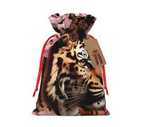 MyPiky Animal Tigre leopardo impresión flor rosa impresión Navidad bolsas regalo envoltura bolsas de almacenamiento paquete cordón bolsa de regalo para fiesta vacaciones