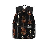 MyPiky Art Guitar patrón impresión mochila para mujeres hombres, mochila de viaje, bolsa de ordenador, mochila informal, negro, talla única, Negro 1, One Size