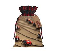 MyPiky Art Ladybug Tracks - Bolsas de regalo de Navidad con cordón, bolsas de regalo de Navidad, bolsa de almacenamiento de caramelos, reutilizable, 4.7 x 6.9 pulgadas, fiesta