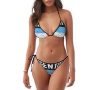 MyPiky Bandera Argentina (2) Bikini con estampado de 2 piezas para mujer, traje de baño deportivo, traje de baño de moda, playa, piscina, día festivo de verano, Negro -, XL