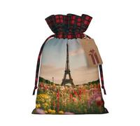 MyPiky Belle Tour Eiffel Paris Impreso Navidad Bolsas de regalo con cordón, Bolsa de Navidad, Bolsas de Navidad, Bolsas de almacenamiento de fiestas, Reutilizables