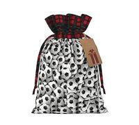 MyPiky Blanco y negro patrón de fútbol impresión Navidad cordón regalo bolsas, bolsa de cordón, Navidad Navidad Bolsas de almacenamiento del partido reutilizable