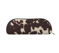 MyPiky Bolsa de maquillaje con estampado de piel de vacuno marrón, bolsa de cosméticos, bolsa de almacenamiento de viaje, neceser de recepción, estuche para lápices, estuche para lápices, cuero vacuno