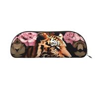 MyPiky Bolsa de maquillaje, neceser de viaje, para cosméticos, cosméticos, artículos de aseo y artículos de aseo personal, estuche para lápices, estuche para lápices, Animal Tiger Leopard Estampado