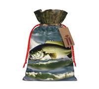 MyPiky - Bolsa de regalo de Navidad con cordón, diseño de ola de pesca en el bar