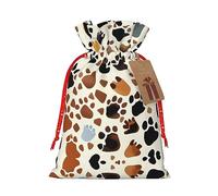 MyPiky Bolsa de regalo de Navidad con estampado de pata de animal - Bolsa de almacenamiento con cordón para fiestas y vacaciones