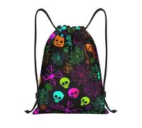 MyPiky Bolsas de cordón con estampado de calavera de Halloween, mochilas con cordón, mochila unisex para gimnasio, compras, deportes, yoga, Halloween Skull, M