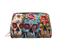 MyPiky - Bolsas de cosméticos con estampado de calaveras de azúcar, bolsa de maquillaje de cuero para bolso, bolsa de cosméticos, bolsa de aseo para mujer de viaje, calaveras de azúcar, tamaño único