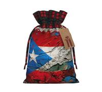 MyPiky Bolsas de regalo con cordón de Navidad con estampado de bandera de Puerto Rico, bolsa con cordón, bolsas de almacenamiento de Navidad, bolsas de almacenamiento reutilizables