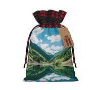 MyPiky Bolsas de regalo con cordón de Navidad con estampado de lago pacífico, bolsa con cordón, bolsas de almacenamiento de Navidad, bolsas de almacenamiento reutilizables