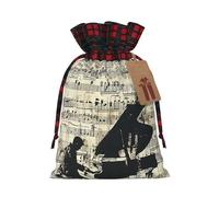 MyPiky Bolsas de regalo con cordón de Navidad con estampado de partituras, bolsa con cordón, bolsas de almacenamiento de Navidad, bolsas de almacenamiento reutilizables