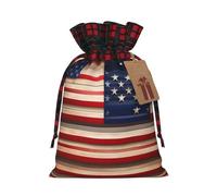 MyPiky Bolsas de regalo con cordón de Navidad con estampado patriótico de bandera estadounidense, bolsa de cordón, bolsas de almacenamiento de Navidad, bolsas de almacenamiento reutilizables