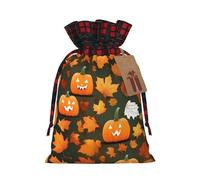 MyPiky - Bolsas de regalo de Navidad con cordón, bolsas de almacenamiento reutilizables con diseño de calabaza y texto Happy Action Day
