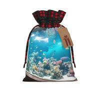 MyPiky - Bolsas de regalo de Navidad con cordón, diseño orgánico, océano Pacífico, reutilizables
