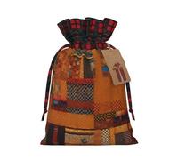 MyPiky - Bolsas de regalo de Navidad con cordón textil africano, estampado de patchwork, bolsas de almacenamiento reutilizables