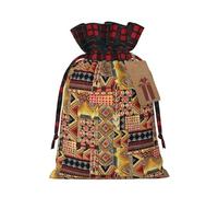 MyPiky - Bolsas de regalo de Navidad con cordón textil africano, estampado de patchwork, bolsas de almacenamiento reutilizables