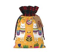 MyPiky - Bolsas de regalo de Navidad con cordón y diseño de alpaca linda con estampado animal de dibujos animados, bolsas de almacenamiento reutilizables