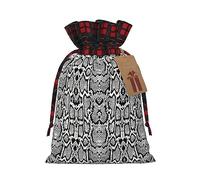 MyPiky Bolsas de regalo de Navidad con cordón y estampado de piel de serpiente en blanco y negro, bolsa de cordón, bolsas de almacenamiento de Navidad, bolsas de almacenamiento reutilizables