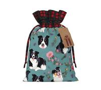 MyPiky - Bolsas de regalo de Navidad con cordón y estampado floral Border Collie - Reutilizables