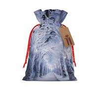 MyPiky Bolsas de regalo de Navidad con estampado de cielo a través del árbol, bolsa de almacenamiento, bolsa de regalo con cordón para fiestas y vacaciones