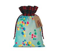 MyPiky Bolsas de regalo de Navidad con estampado de cielo azul y globos coloridos, bolsa con cordón, bolsas de almacenamiento de Navidad, bolsas de almacenamiento reutilizables