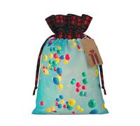 MyPiky Bolsas de regalo de Navidad con estampado de cielo azul y globos coloridos, bolsa de almacenamiento de caramelos, reutilizable, 4.7 x 6.9 pulgadas, fiesta