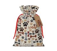 MyPiky Bolsas de regalo de Navidad con estampado de huesos y patas, bolsas de regalo, bolsa de almacenamiento, bolsa de regalo con cordón para fiestas y vacaciones