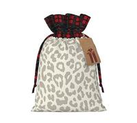 MyPiky - Bolsas de regalo de Navidad con estampado de leopardo marrón con cordón, bolsa de Navidad, bolsas de Navidad, bolsas de almacenamiento de fiesta, reutilizables