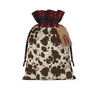 MyPiky Bolsas de regalo de Navidad con estampado de puntos de vaca marrón, bolsas de regalo de Navidad, bolsa de almacenamiento de caramelos, reutilizable, 4.7 x 6.9 pulgadas, fiesta