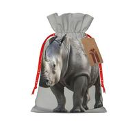 MyPiky Bolsas de regalo de Navidad con estampado de rinoceronte animal, bolsa de almacenamiento, bolsa de regalo con cordón para fiestas y vacaciones