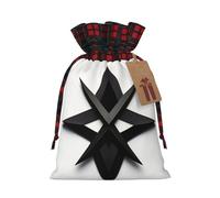 MyPiky Bolsas de regalo de Navidad impresas geométricas negras 3 con la cuerda, bolsos reutilizables del almacenamiento de la fiesta de Navidad de los bolsos