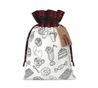MyPiky - Bolsas de regalo de Navidad impresas por té negro de la tarde con cordón, bolsa de Navidad, bolsas de Navidad, bolsas de almacenamiento de fiesta, reutilizables