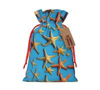 MyPiky Bolsas de regalo de Navidad sobre fondo azul con muchas estrellas de mar impresas bolsas de regalo bolsas de regalo bolsas de almacenamiento paquete paquete bolsa de regalo bolsa bolsa de
