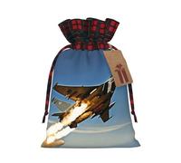MyPiky - Bolsas de regalo impresas en avión de caza con cordón, bolsa de Navidad, bolsas de Navidad, bolsas de almacenamiento de fiesta, reutilizables