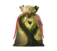 MyPiky Bolso de regalo de Navidad con estampado de árbol de corazón, bolsas de regalo, bolsa de almacenamiento, paquete de cordón para fiesta de vacaciones