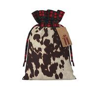 MyPiky Bolsos de regalo impresos cuero de la vaca de Brown con la cuerda, bolsos reutilizables del almacenamiento de la fiesta de Navidad de los bolsos