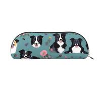 MyPiky Border Collie - Bolsa de maquillaje con estampado floral, bolsa de cosméticos, bolsa de almacenamiento de viaje, neceser de recepción, estuche para lápices, Border Collie Florals, Talla única